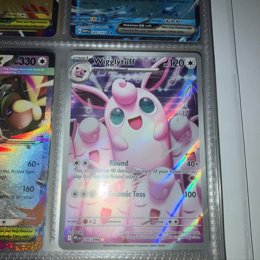 Pokemon Wigglytuff Holographic Card - Pink and White
